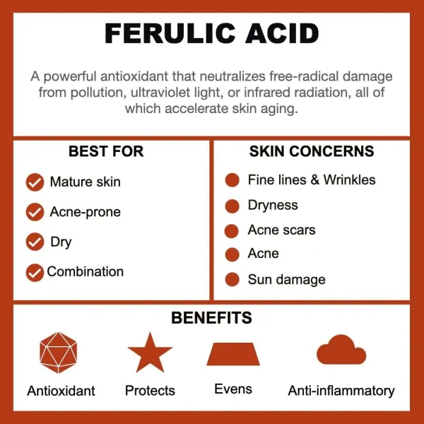 Ferulic Acid Benefits Rice Bran Extract Pure 98% Ferulic Acid Powder