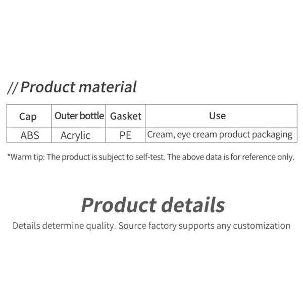 Contenedor de crema para el cuerpo de cuidado de la piel de lujo Embalaje 50 ml ABS Cap Acrílico Jar de plástico con pintura UV de oro brillante y tapa de metal