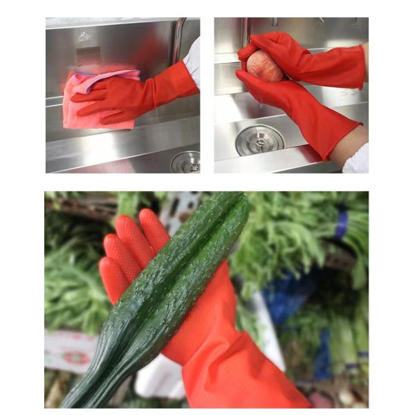 Kitchen Chemical Resistant Latex Gloves Toilet Cleaning 32CM Latex Free Gloves