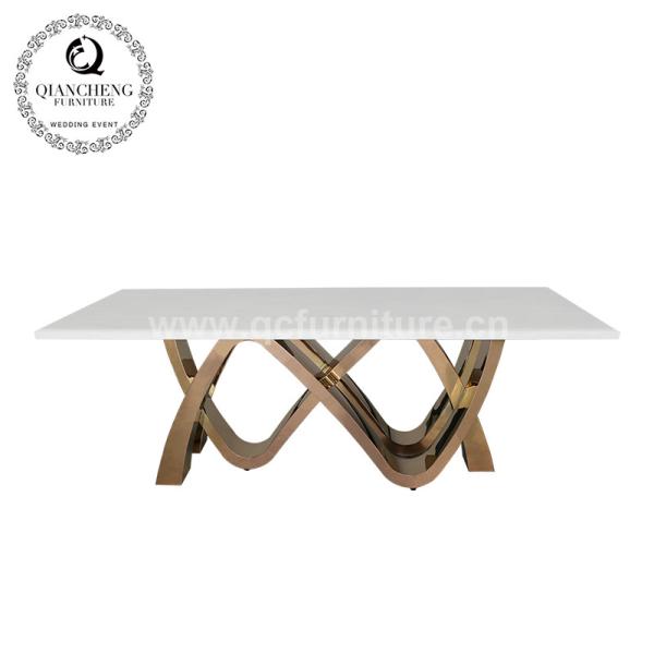 78inch pés de aço inoxidável do metal de Seater da mesa de jantar de mármore luxuosa 8