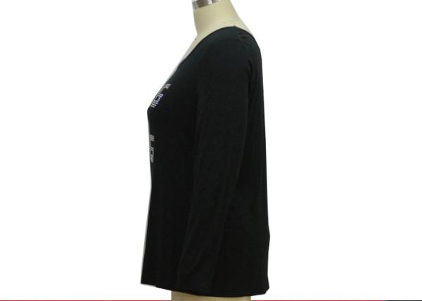 Beautiful Cool Casual Ladies Wear Womens Full Sleeve T Shirts Front With Hot Drilling
