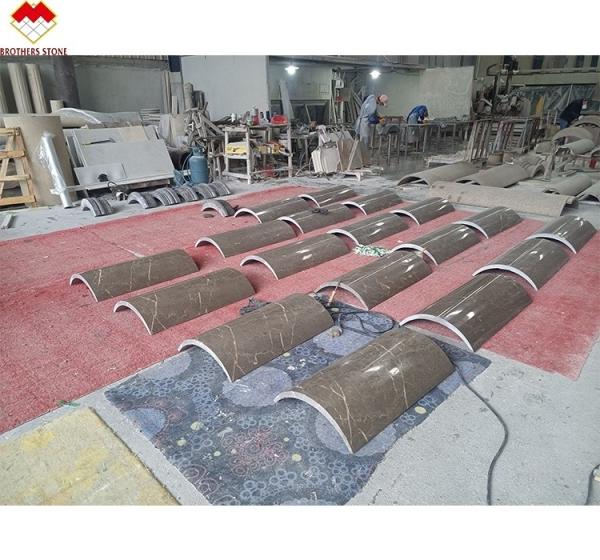Customized Modern Grey Marble Pillar Covering Design Style for Hollow Column Cladding