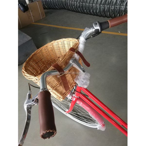 Vintage Lady Bike with Basket Red Color Low Step Through Hybrid 5 Speed Comfort Cruiser