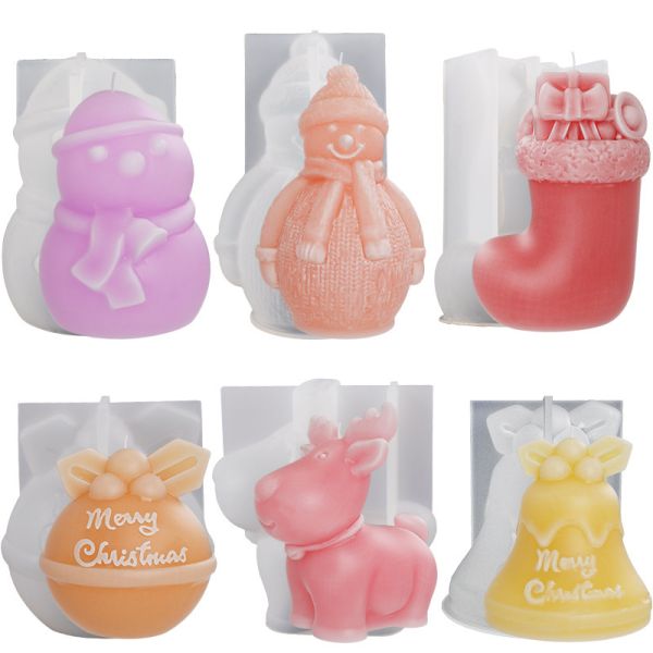 Crystal dropper Christmas snowman boots socks reindeer bells hanging decorations table DIY candles 3D silicone mold
