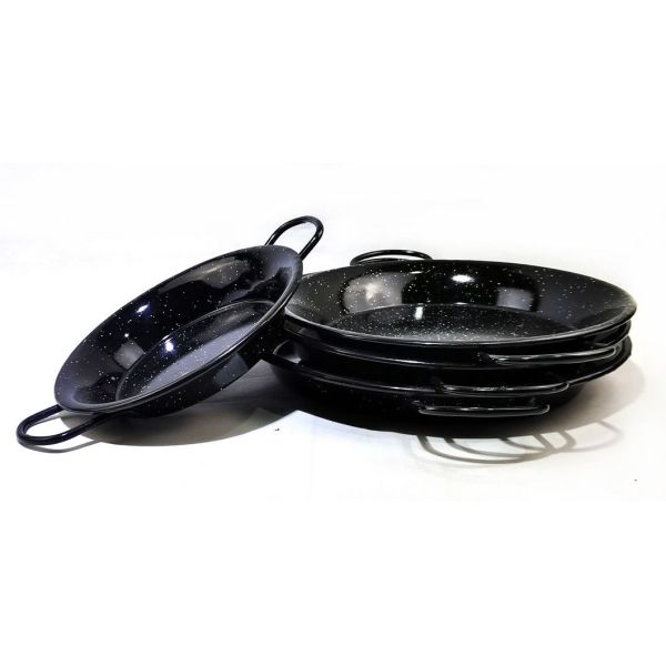 Black Carbon Steel Nonstick Paella Pan Enamel Seafood Pan Custom Size Daily Use