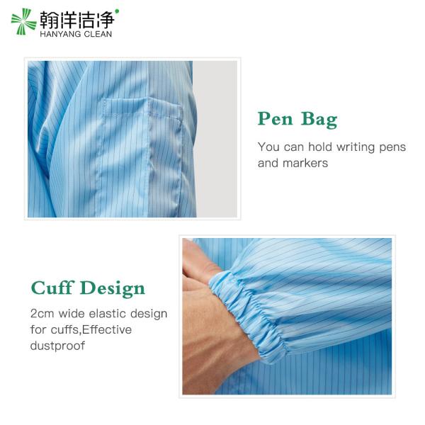 HANYANG CLEAN ESD Vêtements de travail 10e6-10e9 Ω Anti statique Unisexe lavable