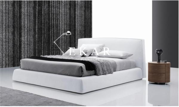 Italy Modern Soft Grey Fabric King Size Bed Furniture