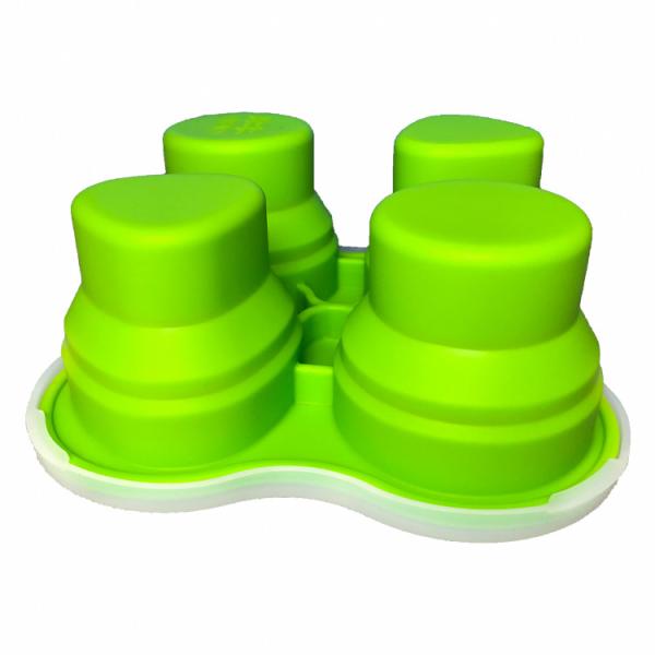 4 Cavities Silicone Kitchen Tool Baby Food Freezer Storage Trays With Lid