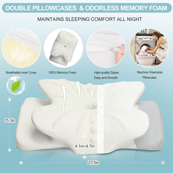 Anti-Static Memory Foam Cervical Pillow for Neck Pain Relief and Cradles Design