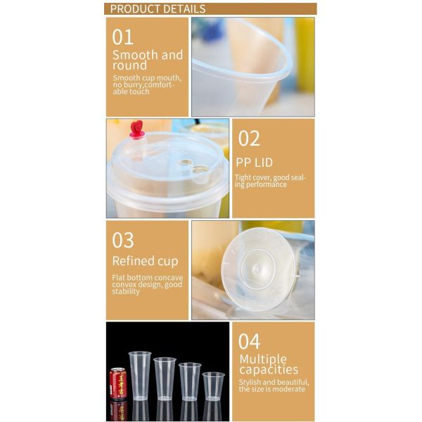 US Custom Logo Disposable Plastic Cold Coffee Cup with Customized Design and Logo