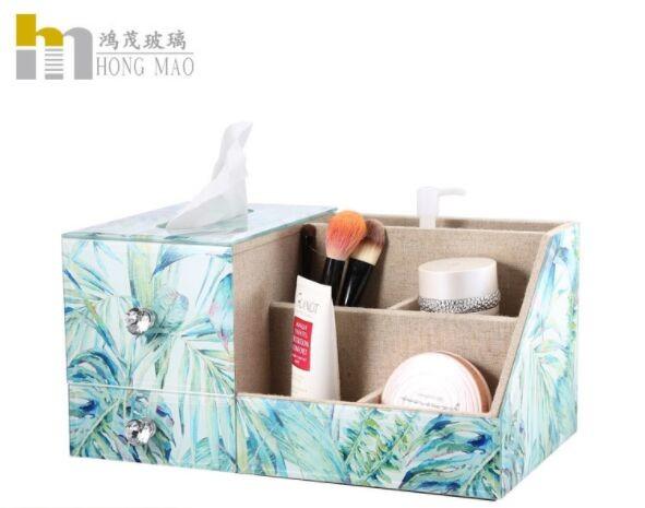 Stackable Desktop Organizer Box Glass Makeup Organizer Elegant Design