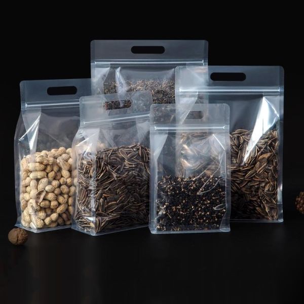 Transparent Plastic Ziplock Bag Gusset Flat Bottom Stand up Bag 250g 500g 1000g Tea Bag Dry Fruit Food Package