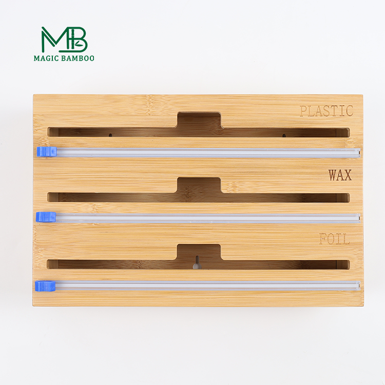 Многофункциональный прямоугольный бамбуковый пластиковый оберток диспенсер на стенке для вашей кухни