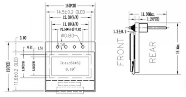0.49 Inch Graphic OLED Display With SSD1315 Support and I2C Interface for Clear Monochrome Graphics