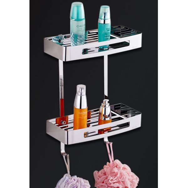 Mirror Polishing Silver Wall Mounted Bathroom Shelf SUS304 Stainless Steel Material