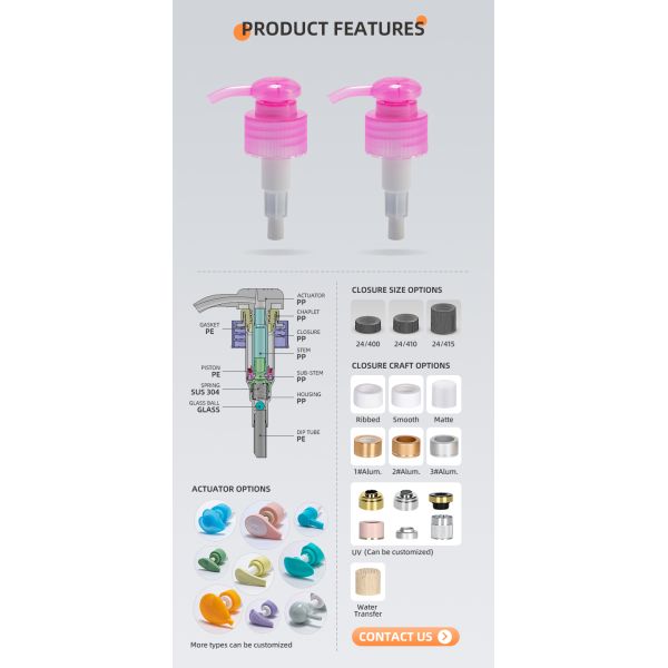 24 28/410 Makeup Removal Cream Dispenser Pump With Customized Tube