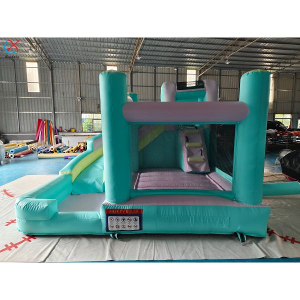 Commercial-Grade PVC Pastel Bouncy Castle with Slide for Kids Parties & Events