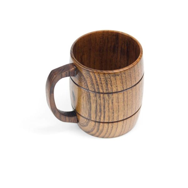 Taza de madera de gran volumen Taza de café hecha a mano con mango