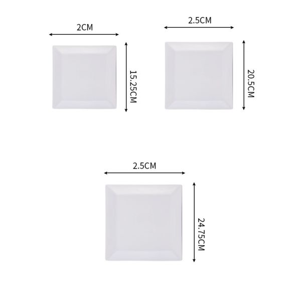 Scandinavian Square Porcelain Plates 24.75cm