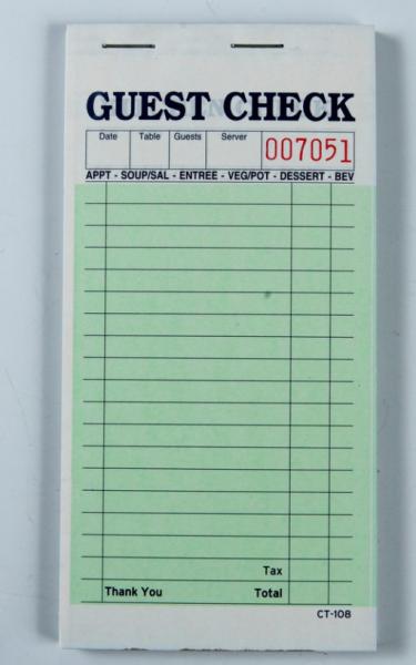 CT-1A Two parts carbonless guest check Hotel Guest pads with Black Ink Printing and Customized  design
