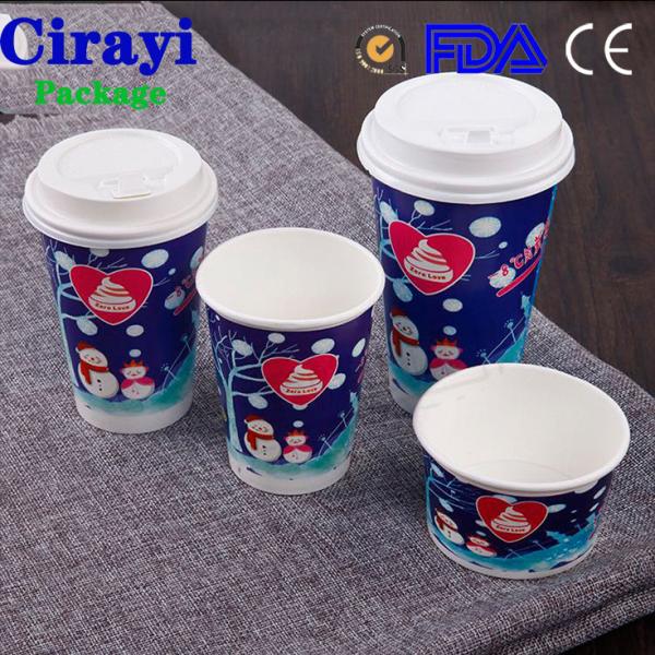 Disposable paper coffee cups hot drink paper cups with lids 10oz 8oz 6oz