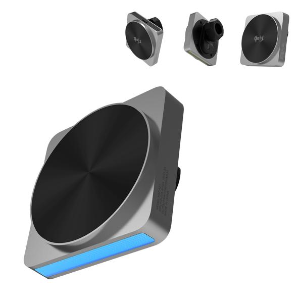QI2 全金属製車載電話ホルダー、急速充電とアンビエントライト付き
