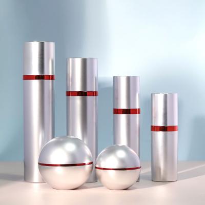 Cosmetic Empty Plastic Bottles 30 50 100 120ml Silver Pump Bottle Luxury For Skin Care