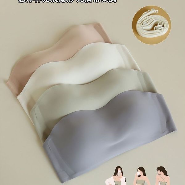 Women Anti-Slip Strapless Bra Invisible Comfortable Ladies Push up Strapless Bra for Women and Wedding Dress