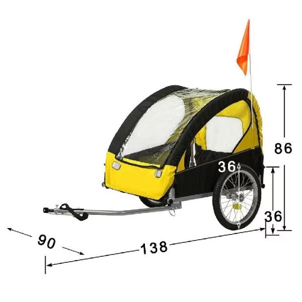 40KGS Max Payload Dog Buggy Jogger Bicycle Trailer Foldable and Convenient Steel Frame