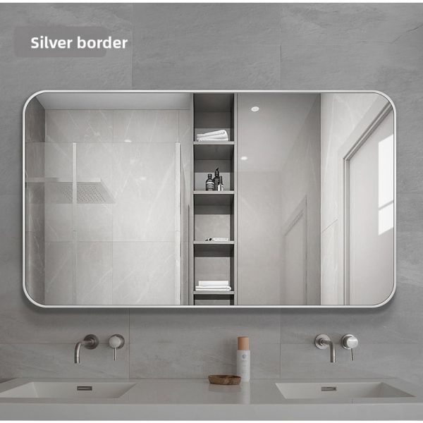 Modern Rectangular Wall-Mounted Bathroom Vanity Mirror IP44 Protection Rating Aluminum Alloy Touch Switch Villa Apartment Use
