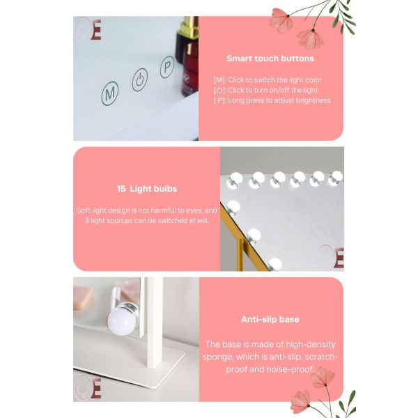 Custom Tabletop Vanity Rechargeable Mirror Light LED