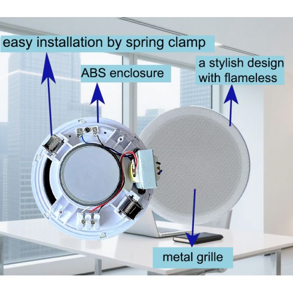 FL-80 8 Inch Cost Effective Ceiling Speaker New Design Rimless 10W/5W  100V ABS Plastic Ceiling Speaker