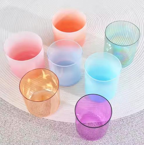 6-12inch Chakra Singing Bowl Set Sound Healing Healthy Free Mallets And O Rings Frosted Crystal Singing Bowls