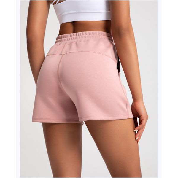 Creamy Soft Cotton Blend Women Sweat Shorts with Elastic Waist Side Pockets
