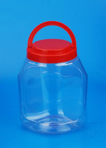 Colorful Cover Transparent Plastic Jar , Large Capacity Food Storage Can