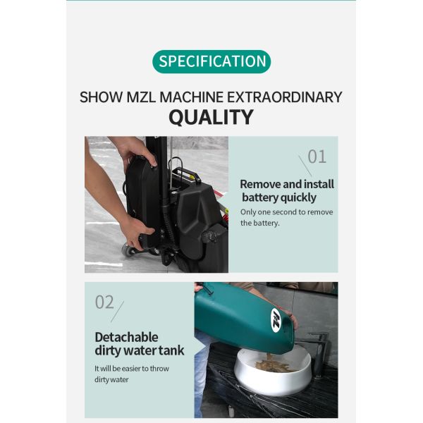 Battery Powered Mini Floor Scrubber Buffer Cleaning Machine Hand Pushed Industrial