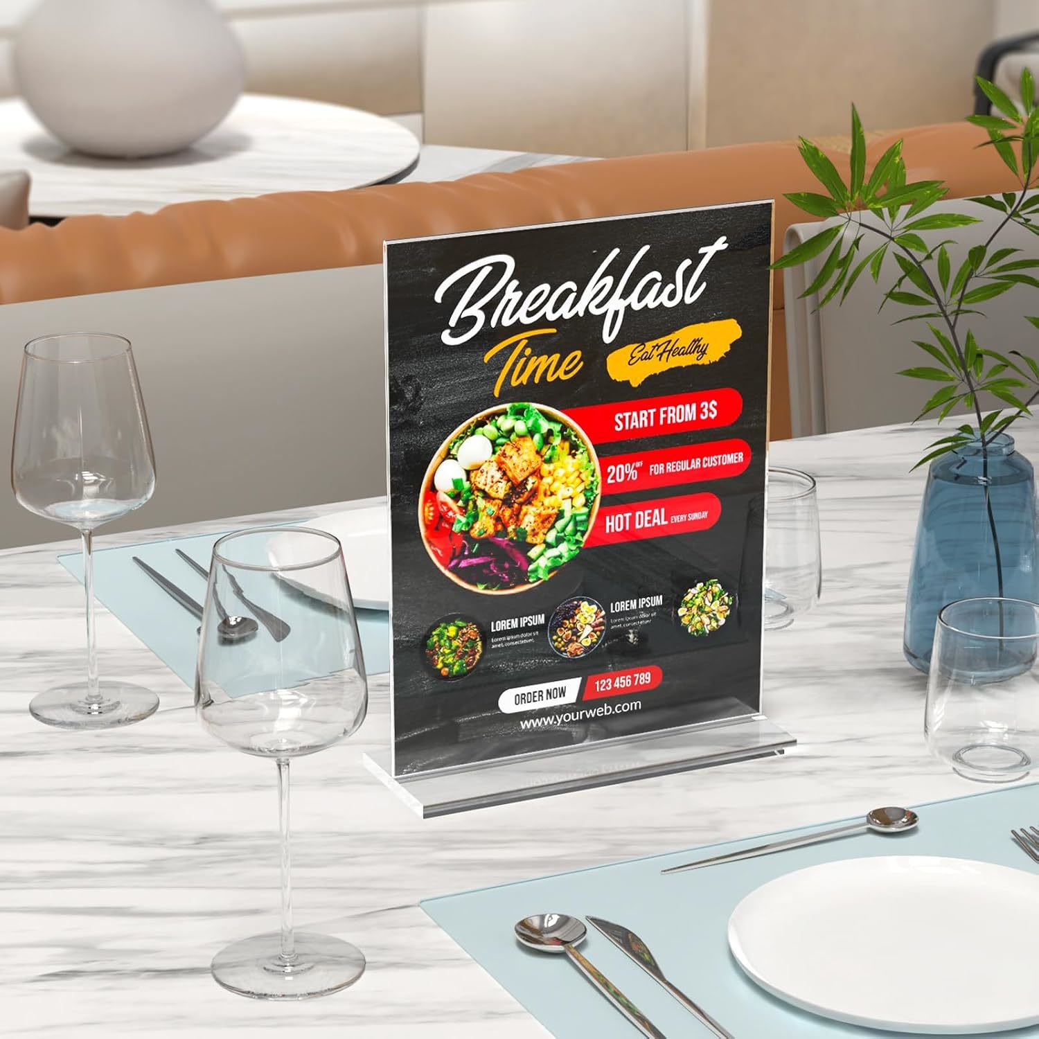 Transparent Acrylic Sign Holders Display With Standing Design And Custom Sizes For Clear Picture Frames