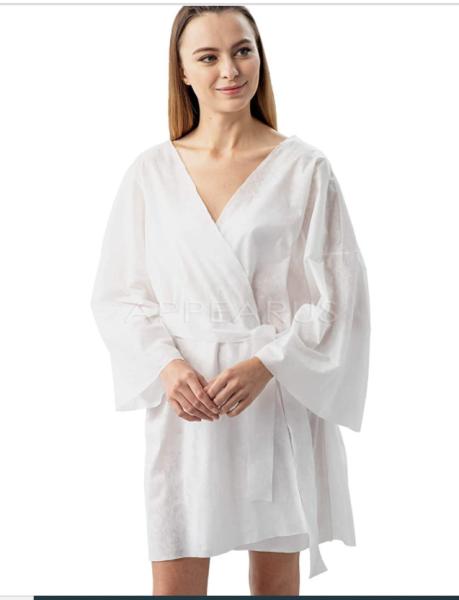 S&J Disposable Nonwoven Kimono Japan Men and Women Clothing PP Material White and Black Gown Hairdress Uniform for Massage Nylon
