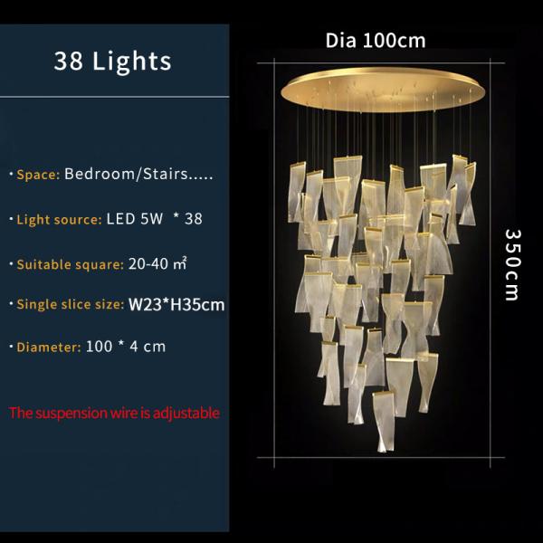 Hall Large Staircase Lighting LED Crystal Chandelier for living room hanging hallway lights(WH-NC-55)