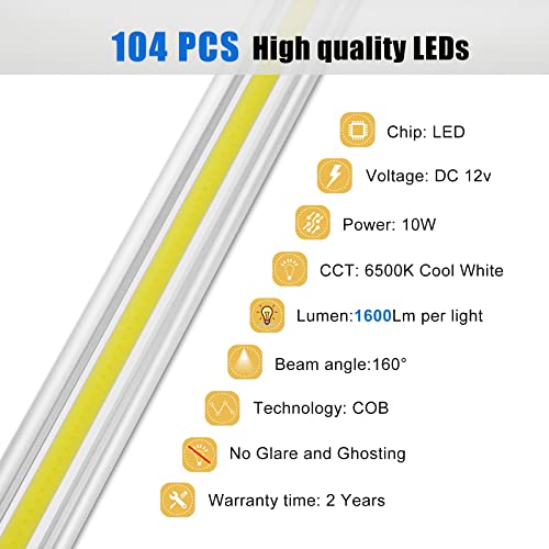 12V Car Interior LED Light Strip with 104 COB LEDs and High Brightness of 1600LM