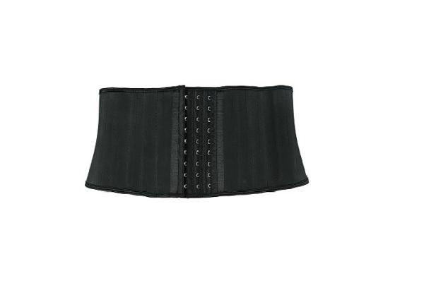 Black 7 Inches 25 Boned Latex Short Torso Waist Trainer With Hooks