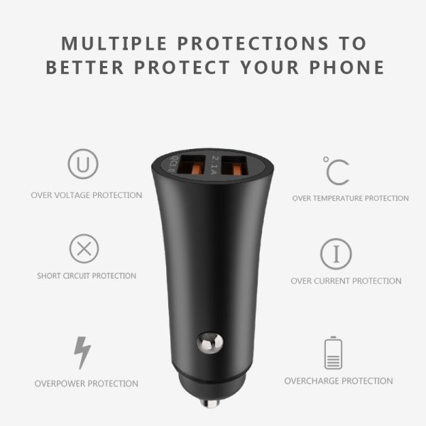 F655 QC3.0+ UDB2.1A Dual car charger, universal car charger for phones, top selling car usb charger