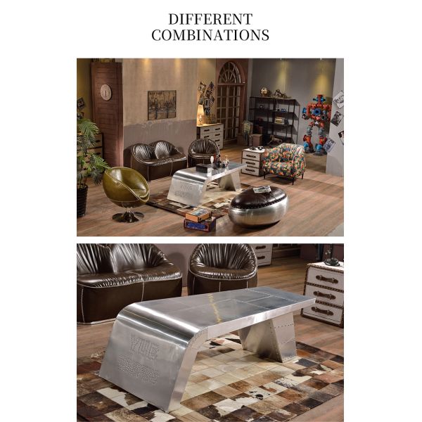 Nidea #8630 High End Aluminum Antique Industrial Coffee Table with Handmade Durable Design for Living Room Furniture