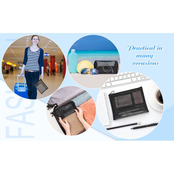 Mesh Makeup Cosmetic Bag Portable Travel Organizing Zipper Pouch Toiletries Pouches Home Office Accessories