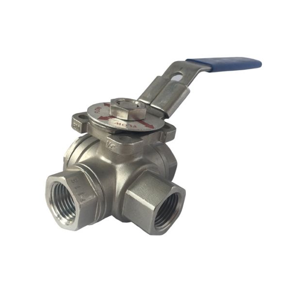Stainless Steel Three Way Ball Valve Reducing Bore T Type Flow Control