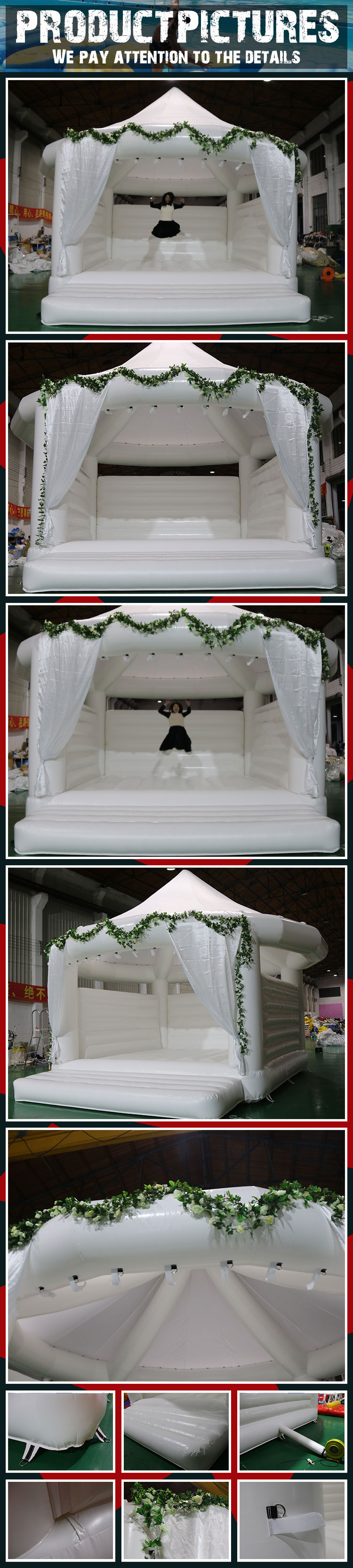 White Bounce House Wedding Bouncer Inflatable Castle Wedding Bouncer House White Inflatable Bouncy Jumper with Air Blower