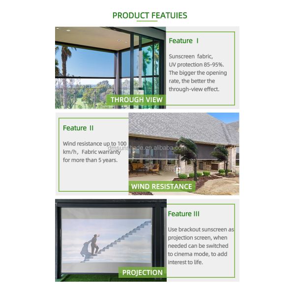 Наружный солнцезащитный навес Моторизированные умные жалюзи / роликовые жалюзи