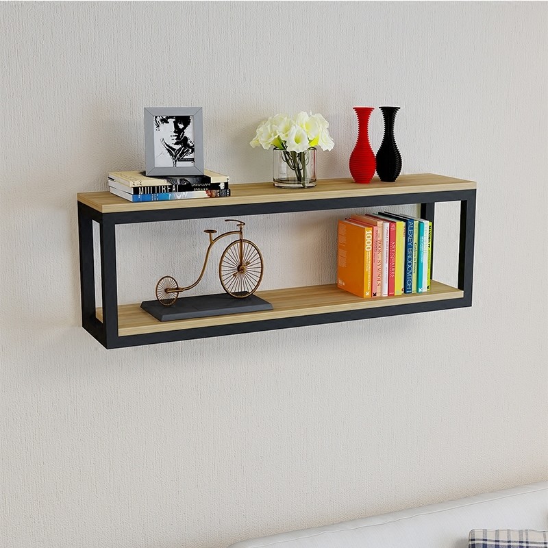 Wood Corner Wall Shelf Design Metal Frame Floating Shelves for Bedroom Mail Packing Y