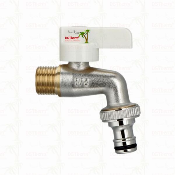 Ergonomic White Plastic Handle Bibcock Faucet with Customized Material and 1/2