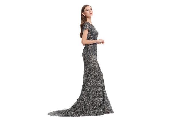 Normal Short Sleeve Vintage Evening Dresses Mermaid Muslim Prom Dress